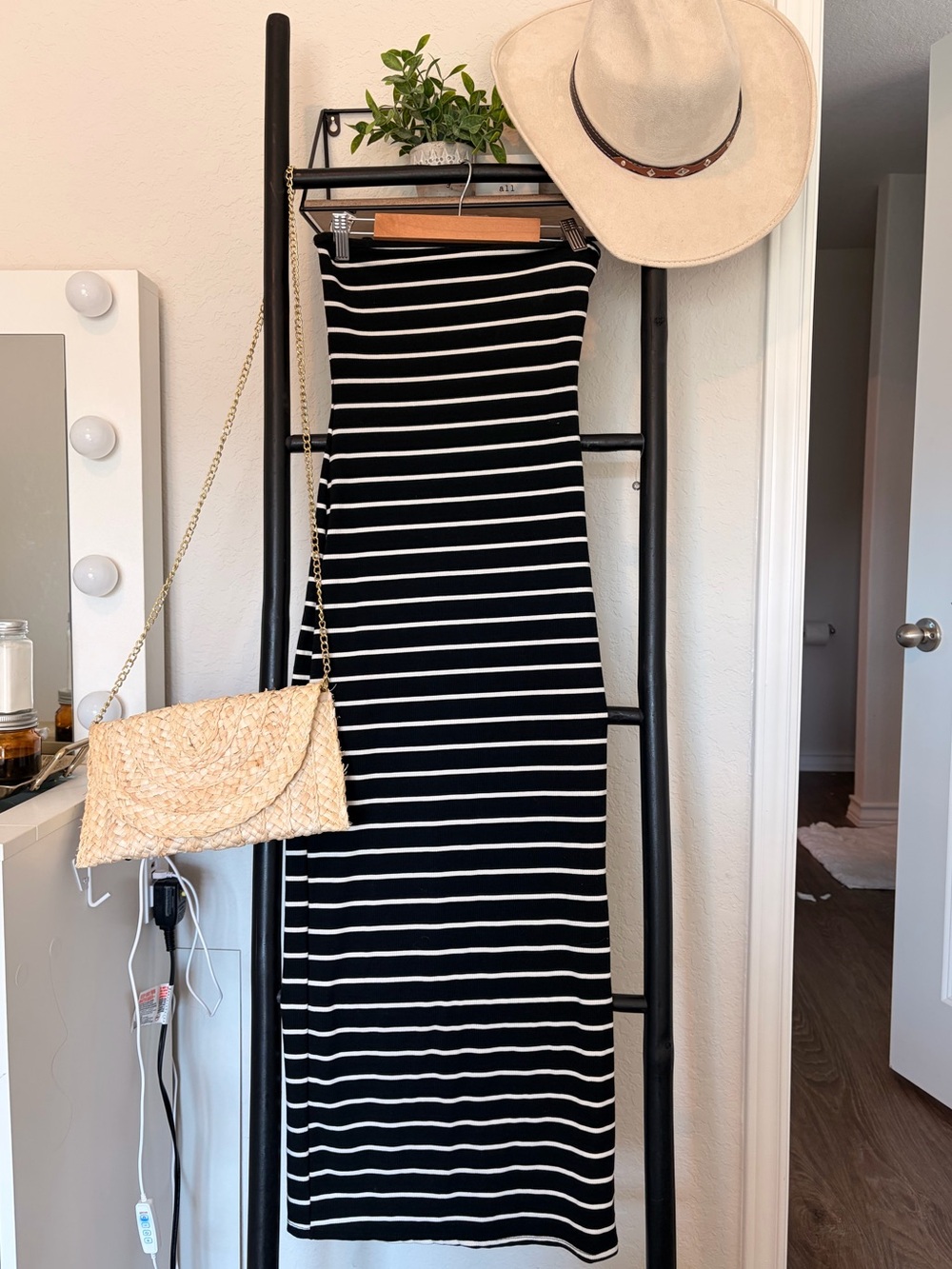 See You Monday black and White Strapless Maxi Dress